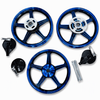 3-Piece Motorcycle Alloy Wheel Rim Set with Rear Sprocket & Drum Brake Cover Kit - B2B Custom & Bulk Supply
