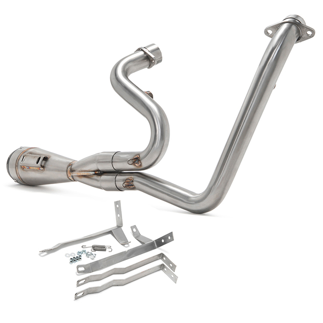 [B2B]2 Into 1 Motorcycle Brushed Exhaust Muffler Pipe For Harley 2-INTO-1 BAGGER SHORTY (M8)