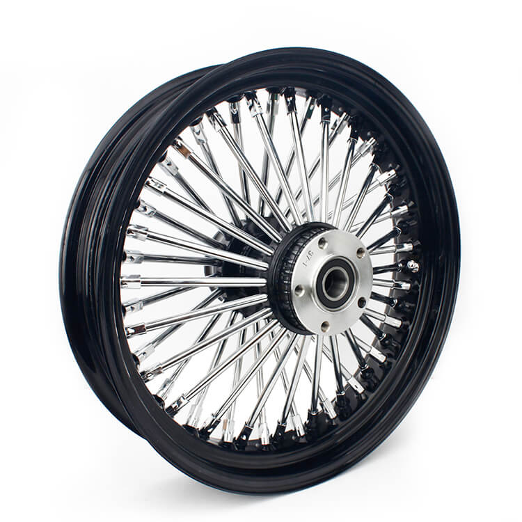 Custom Black And Chrome 16" X 3.5" Front Dual Disc Wheel for Harley