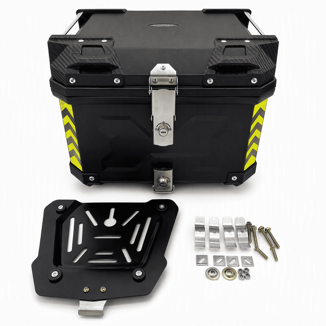 Universal Plastic Motorcycle Top Cases Tail Box (45L / 55L / 70L) with Quick-Release Plate & Lock Set - B2B Custom & Bulk Supply