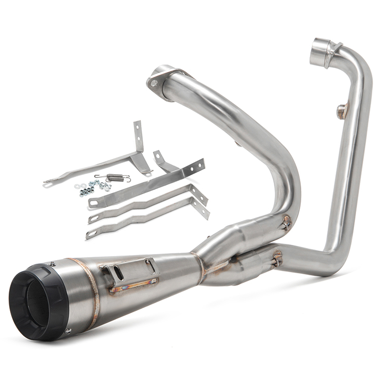 [B2B]2 Into 1 Motorcycle Brushed Exhaust Muffler Pipe For Harley 2-INTO-1 BAGGER SHORTY (M8)