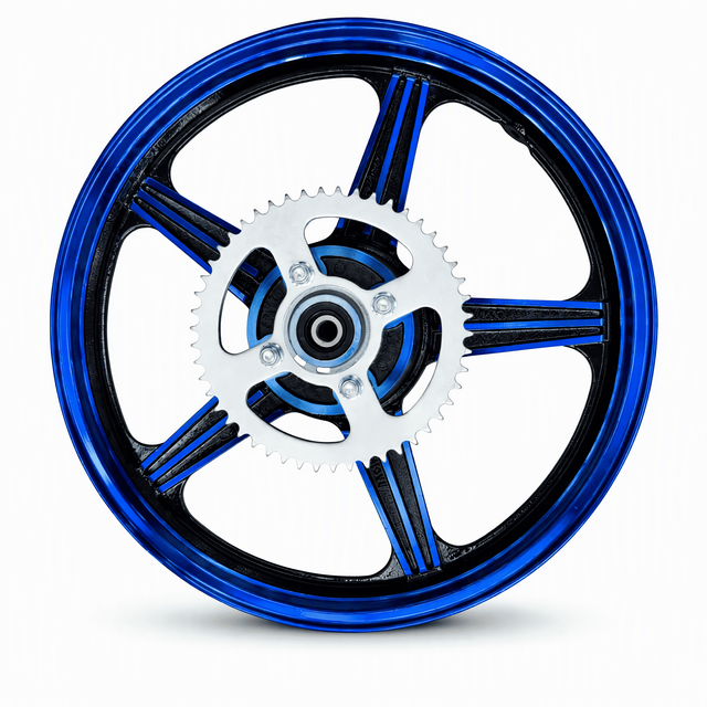 3-Piece Motorcycle Alloy Wheel Rim Set with Rear Sprocket & Drum Brake Cover Kit - B2B Custom & Bulk Supply